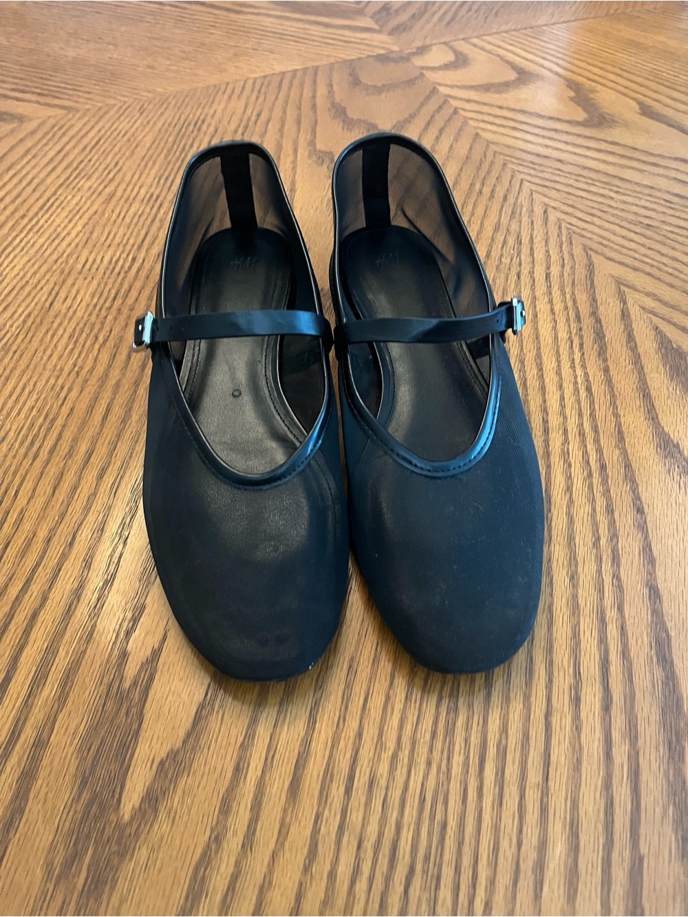 H&M Classic Black Mary Jane Flats - Mesh Slip-On